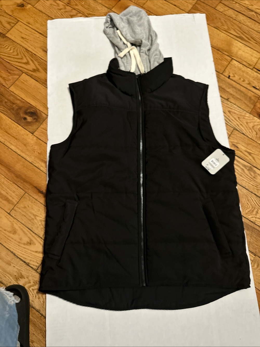 George Black Puffer Vest with Gray Hooded Insert